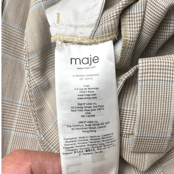 Maje Women’s Straight Leg Dress Pants Trousers Gray Plaid Size EU 42/US XL - Picture 5 of 6